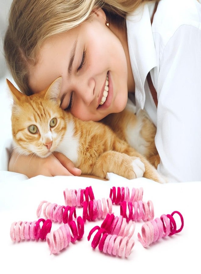Glaciart One Felt Mini Spring Cat Toy – 10 Pcs Soft Fuzzy Enrichment 100% Natural Wool - Interactive Stretchable Play Cat Toy Set - Safe for Pets, Non-AZO Colored Dyes - 11” Long - Image 4